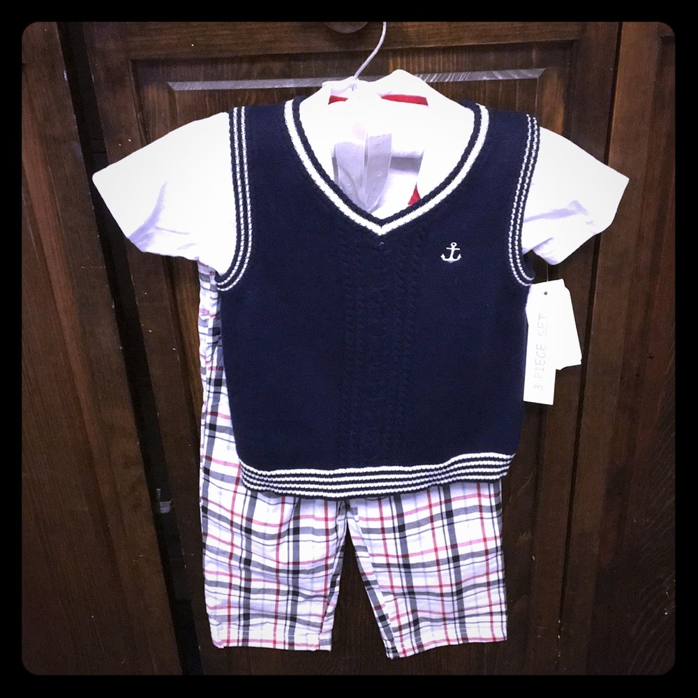 18 Month, 3 pc, Short sleeve pant set with vest